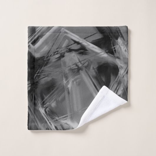 Verdraaide vierkantjes, grijze en zwarte 'borstels bad handdoek (Wasdoekje)