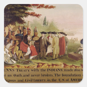 Verdrag van Penn met de Indiërs in 1682, c.1840 Vierkante Sticker