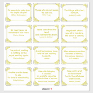 Verdriet quotes in Roos Hoek Lijst Geel Goud Sticker