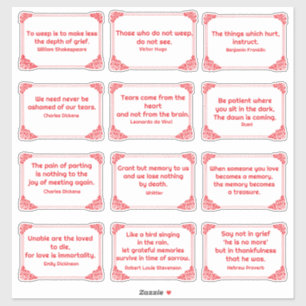 Verdriet quotes in Roos Hoek Lijst Rood Wit Sticker
