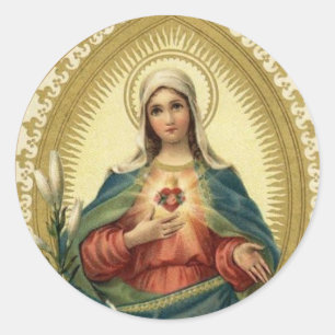 Verdrietig & Onbevlekt Hart van Maagd Maria Ronde Sticker