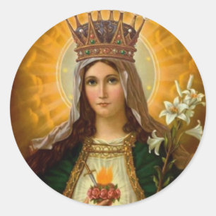 Verdrietig & Onbevlekt Hart van Maagd Maria Ronde Sticker