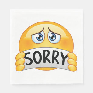 Verdrietig Sorry Emoji Gezicht met Verontschuldigi Servet