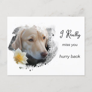 *~ Verdrietige Hond AP61 Bloem Mis Je Haast Briefkaart