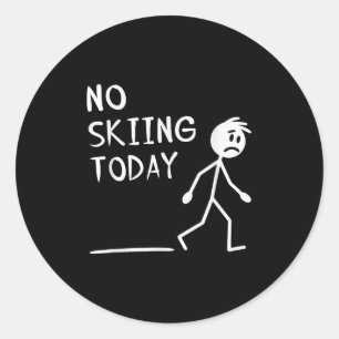 Verdrietige Stokman Geen Skiën Vandaag Vaderdag Ronde Sticker