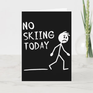 Verdrietige Stokmannetje Geen Skiën Vandaag Vaderd Kaart