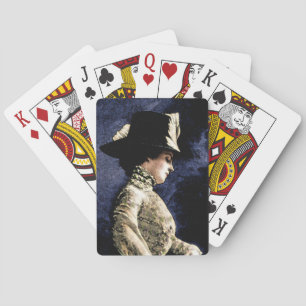 Verdrietige Victoriaans vrouw met veren Pet Pokerkaarten