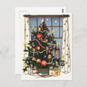 Verdroogde kerstboom door het raam,  briefkaart (Voorkant / Achterkant)