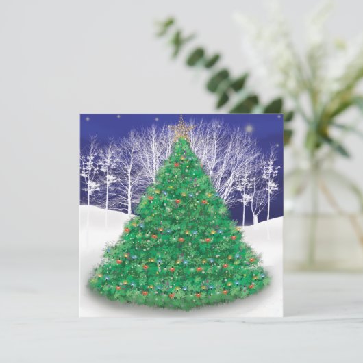 Verdroogde kerstboom feestdagenkaart (Staand voorkant)