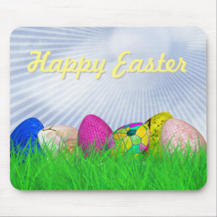 Verdroogde paaseieren in gras Witte zonnestralen Muismat