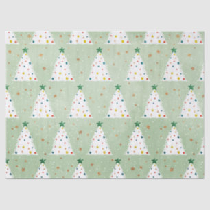 Verdroogde witte kerstbomen Groene Ster & Ornament Tissuepapier