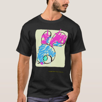 Verdrukte Bunny op een zwarte T-shirt
