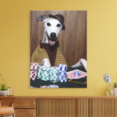 Verdrukte Whippet-hond op goktafel Canvas Afdruk (Insitu (Woonkamer))