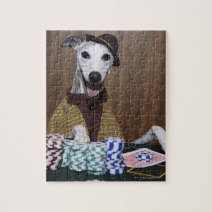Verdrukte Whippet-hond op goktafel Legpuzzel