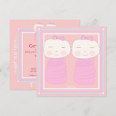 Verdubbel de Joy! Twin Girl Shower-uitnodiging Kaart (Voorkant / Achterkant)