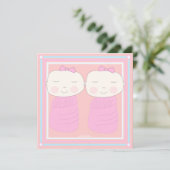 Verdubbel de Joy! Twin Girl Shower-uitnodiging Kaart (Staand voorkant)