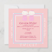 Verdubbel de Joy! Twin Girl Shower-uitnodiging Kaart (Achterkant)