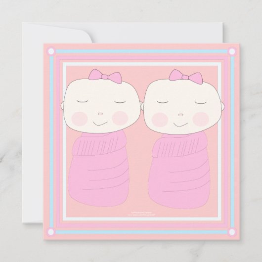 Verdubbel de Joy! Twin Girl Shower-uitnodiging Kaart (Voorkant)