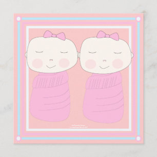 Verdubbel de Joy! Twin Girl Shower-uitnodiging Kaart