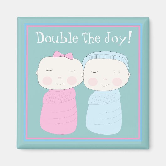 Verdubbel de vreugde! Twin Baby Magnet Magneet (Voorkant)