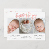 Verdubbel het briefkaart van de vreugdetweelinggeb (Voorkant / Achterkant)