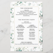 Verdure aquarelle avec programmes de mariage or (Dos)