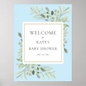 Verdure Aquarelle bébé garçon douche Affiche de bi (Devant)