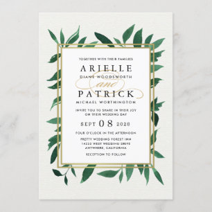Verdure Aquarelle Botanique Mariage Invitations