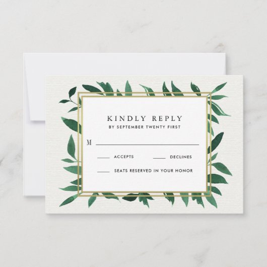 Verdure Aquarelle Botanique Mariage RSVP Cartes (Devant)