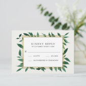 Verdure Aquarelle Botanique Mariage RSVP Cartes (Debout devant)