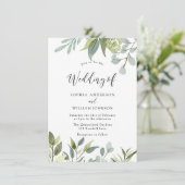 Verdure Aquarelle Feuille Faire-part de mariage (Debout devant)