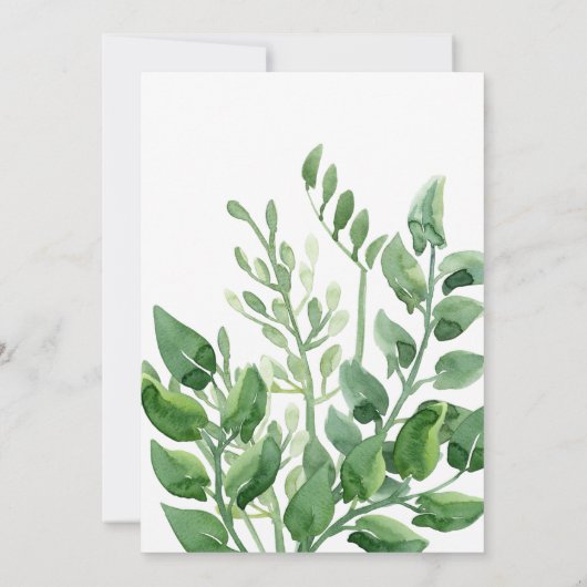 Verdure aquarelle Reporté Faire-part Mariage (Dos)
