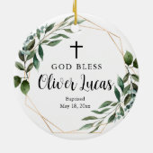 Verdure Baptême personnalisé Ornement en céramique (Dos)