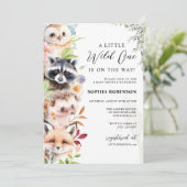 Verdure Bois Créatures Baby shower Invitation (Debout devant)