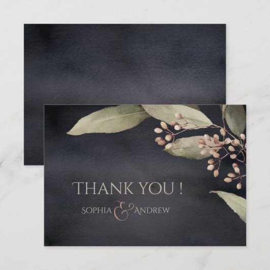 Verdure botanique foncée vintage rustique merci (Devant / Derrière)