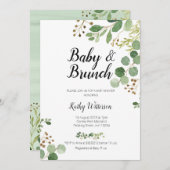 verdure botanique invitation au brunch pour bébé (Devant / Derrière)