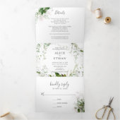 Verdure botanique Mariage élégant Tri-Fold Invita (Intérieur)