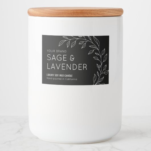 Verdure botanique minimale Étiquette à eau noire (Devant)