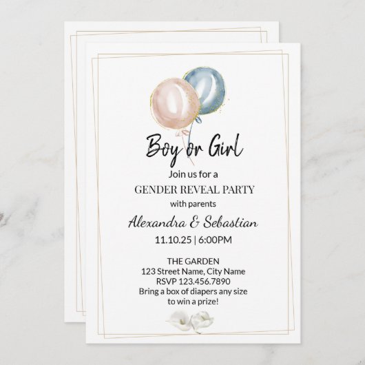 Verdure Calla Lily Genre Reveal Invitation (Devant / Derrière)