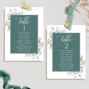 Verdure, Cartes de plan de table avec noms des inv