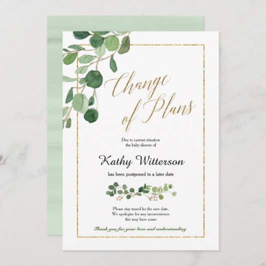 Verdure Changement de plan Faire-part (Devant / Derrière)