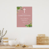 Verdure Christening Dusty Rose Affiche de bienvenu (Cuisine)