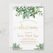 Verdure Christening Faire-part Gold Script (Devant)