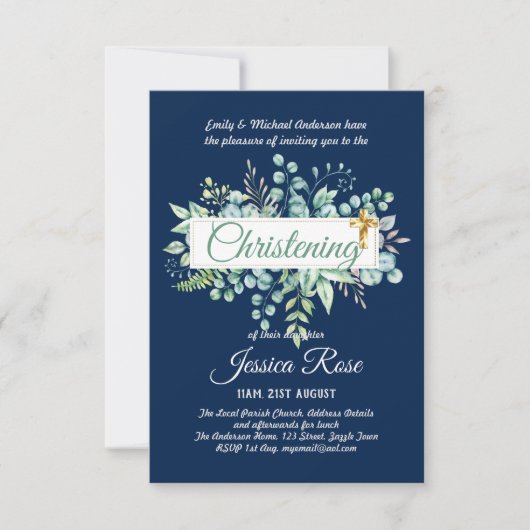 Verdure Christening Invitations Baptême Bautizo Le (Devant)
