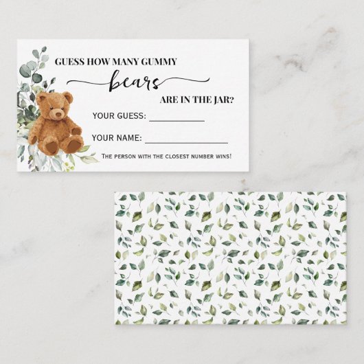 Verdure Combien De Gummy Ours Douche Carte De Jeu (Devant / Derrière)