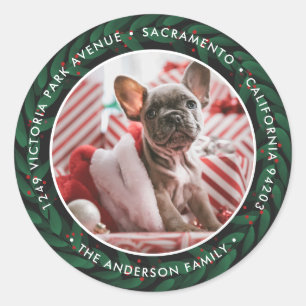 Verdure couronne Noël Retour Adresse Étiquettes