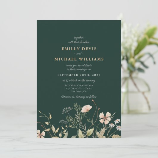 Verdure émeraude Tout en un Faire-part de mariage (Debout devant)