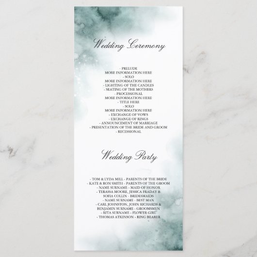 Verdure et Fleurs blanches Programmes de mariage (Dos)