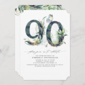 Verdure et or 90e anniversaire Invitation (Devant / Derrière)