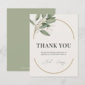 Verdure et or élégant carte de remerciements (Devant / Derrière)